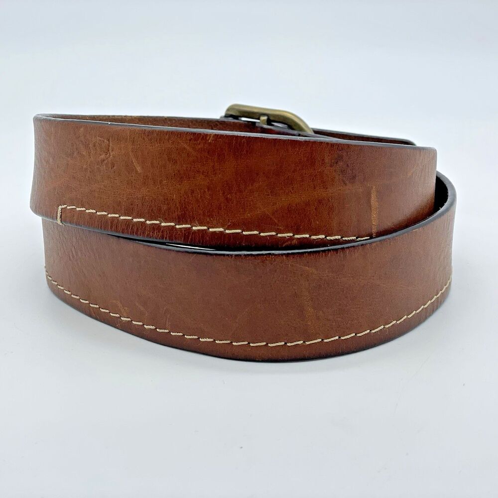 P&P Paolo de Ponte Genuine Leather Belt Men's 39 Dark Tan Brass Buckle Spain - Picture 2 of 16